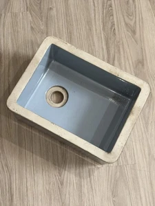 Vintage Fire clay Prep Bar Sink Enamel Slate Blue Heavy 14”x10” - Picture 1 of 17