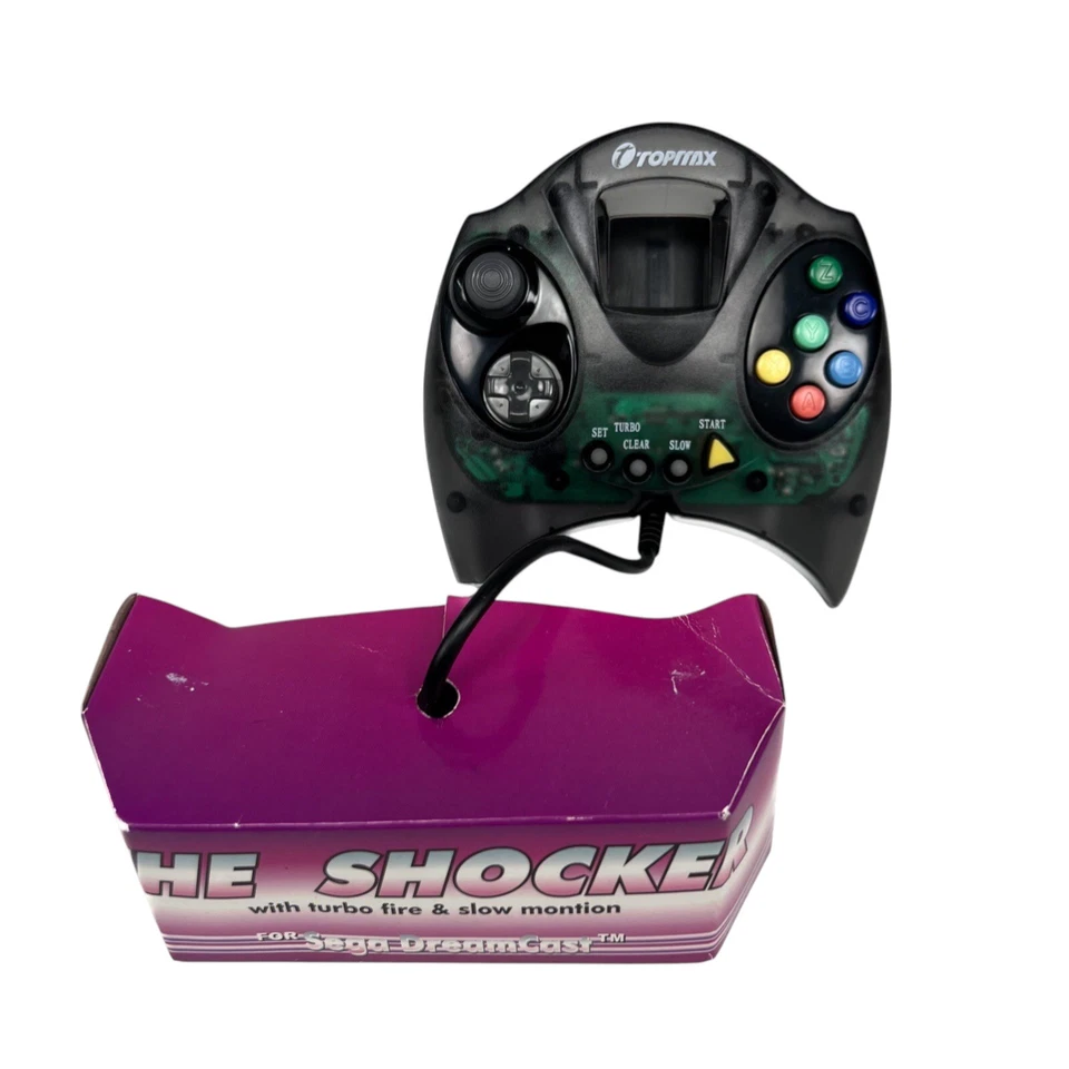 Controlador Topmax Shocker Negro De Colección Sega Dreamcast Turbo SloMo Gamepad Raro Foto 1 de 4