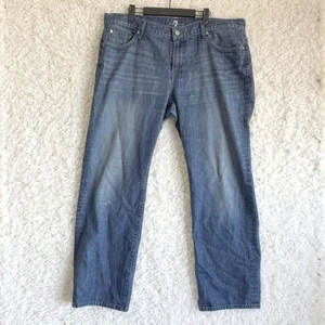 Pantalones de mezclilla rectos 7 For All Mankind Austyn para hombre lavado oscuro talla 40 40 x 31 - Imagen 1 de 8