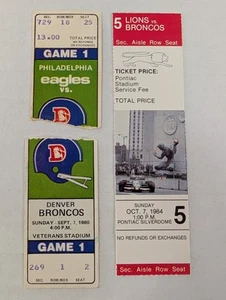 3 Denver Broncos NFL ticket stubs 9/7/1980 10/7/1984 - Picture 1 of 1