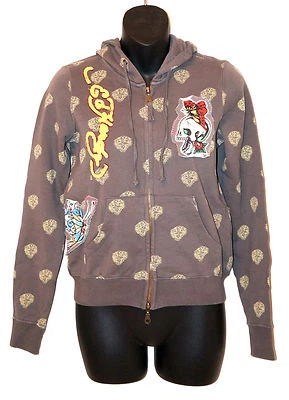ED HARDY Christian Audigier Sudadera con Capucha MARIPOSA Parche Tigres Calavera XS S Foto 1 de 4