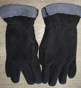 girls FLEECE WINTER GLOVES size small/medium by OLD NAVY black gray cuffs SOFT! - Picture 1 of 2