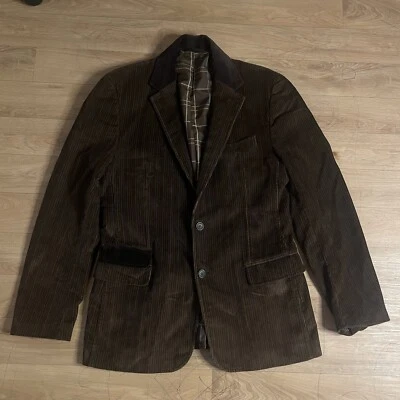 Dolce Gabbana 灯芯绒西装外套双扣天鹅绒领男式棕色 L 码 — 第 1/4 张图片