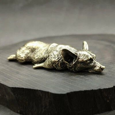 Solid Brass Corgi Dog Figurine Dog Statue Home Ornaments Gift Animal Figurines*