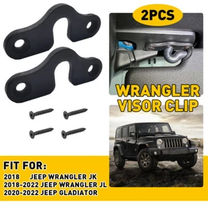HD SUN VISOR CLIPS FOR JEEP 2018 & NEWER JK, JL, JT GLADIATOR WRANGLER SET OF 2 - Picture 1 of 12