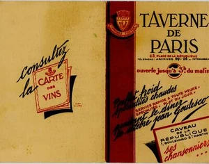 1927 TAVERNE DE PARIS MENU, with RUSSIAN CZAR'S GYPSY VIOLINIST GOULESCO - Picture 1 of 2