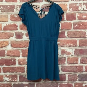 Bcbgeneration Dress Womens Size 8 Teal Blue Tie Back Pullover Flutter Sleeve - Picture 1 of 8