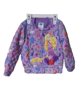 Disney Frozen Children Jacket Quilted Rapunzel Size 2 Colorful Full Zip Closure - Picture 1 of 13