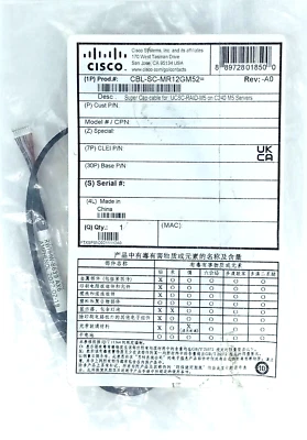Cisco UCS CBL-SC-MR12GM52 Super Cap Cable for UCSC-RAID-M5HD/ NEW - Image 1 of 2