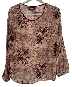 Kasper Vintage Women's Size 12 Wine Red Sheer Top Silk Blend Blouse - Picture 1 of 8