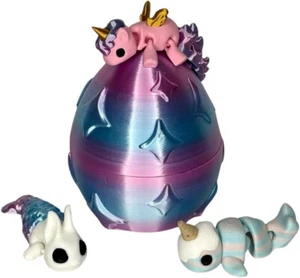 3er Pack einzigartige Fantasy Mini 3D gedruckte Figuren mit schimmerndem Ei, gelenkig - Bild 1 von 17