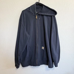 Carhartt Sweatshirt Men 2XL Navy Original Fit Fleece Hooded Jacket Full-Zip - Picture 1 of 5