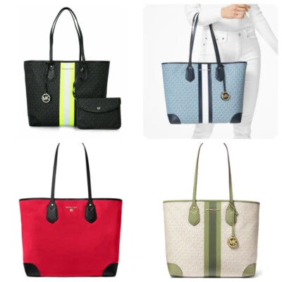 Michael Kors Eva MK Signature PVC Leather Large Travel tote, with Pouch - Image 1 of 4