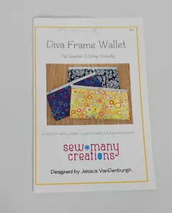 Sew Many Creations Diva Frame Wallet Fat Quarter & Scrap Friendly Quilt Pattern - Picture 1 of 4