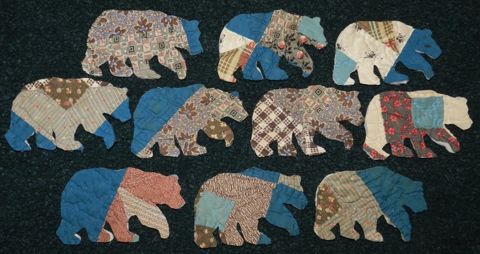 10 PRIMITIVE ANTIQUE CUTTER QUILT GRIZZLY BEAR!  Scrapbooking! Applique!  - Image 1 of 1