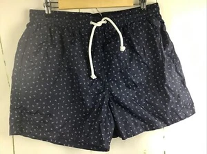 ZARA Men’s Navy Blue/White Geometric Mesh Lined Polyester Swim Trunks Sz. XL - Picture 1 of 21