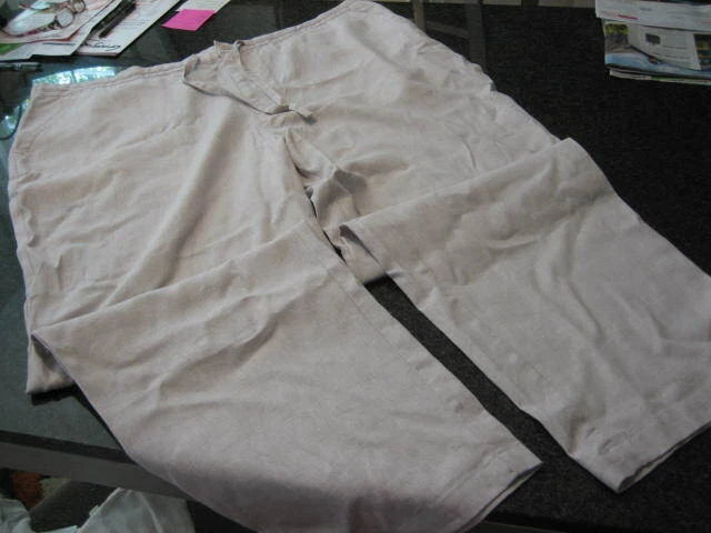 Cubavera Mens Pants 3xb Natural Linen Blend Drawstring Zip Fly Elastic