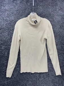 Coofandy Sweater Men Small Ivory Ribbed Turtleneck Long Sleeve Slim Fit Pullover - Picture 1 of 11