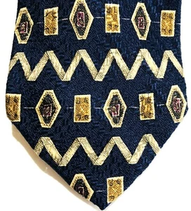 Robert Talbott Omaggio Neck Tie 100% Silk Blue Beige Brown Geometric 59" Italy - Picture 1 of 6