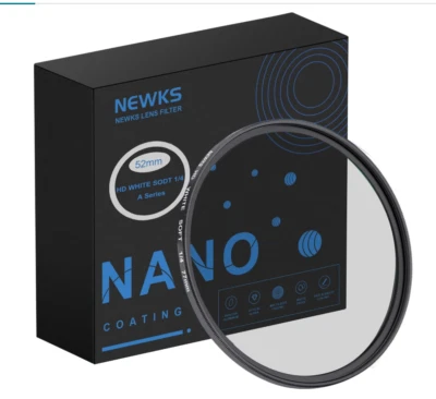 NEWKS 52mm Soft White Diffusion 1/4 Filter Mist Dreamy Cinematic Effect Filter - Image 1 of 4