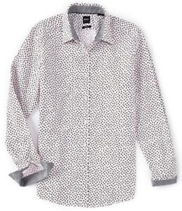 Hugo Boss Lukas Stretch Long Sleeve Mini-Rose Print, Wooven Shirt, Xlarge