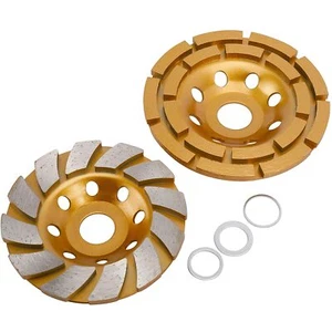 2 Pack Diamond Cup Grinding Wheel, Including 4-1/2'' Double Row & 4'' Turbo Row - Picture 1 of 6