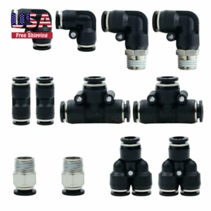 Pneumatic 5/16 OD Push to Connect Fittings Kit Air Line Quick Fittings 12Pcs - Picture 1 of 5