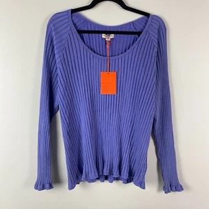 Knox Rose Slim Fit Ribbed Knit Long Sleeve Shirt Size XXL Purple Scoop Neck - Picture 1 of 9