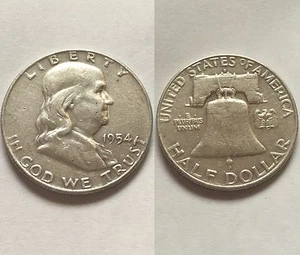 Mezzo dollaro Stati Uniti d'America - FRANKLIN 1954 in Argento - Foto 1 di 1