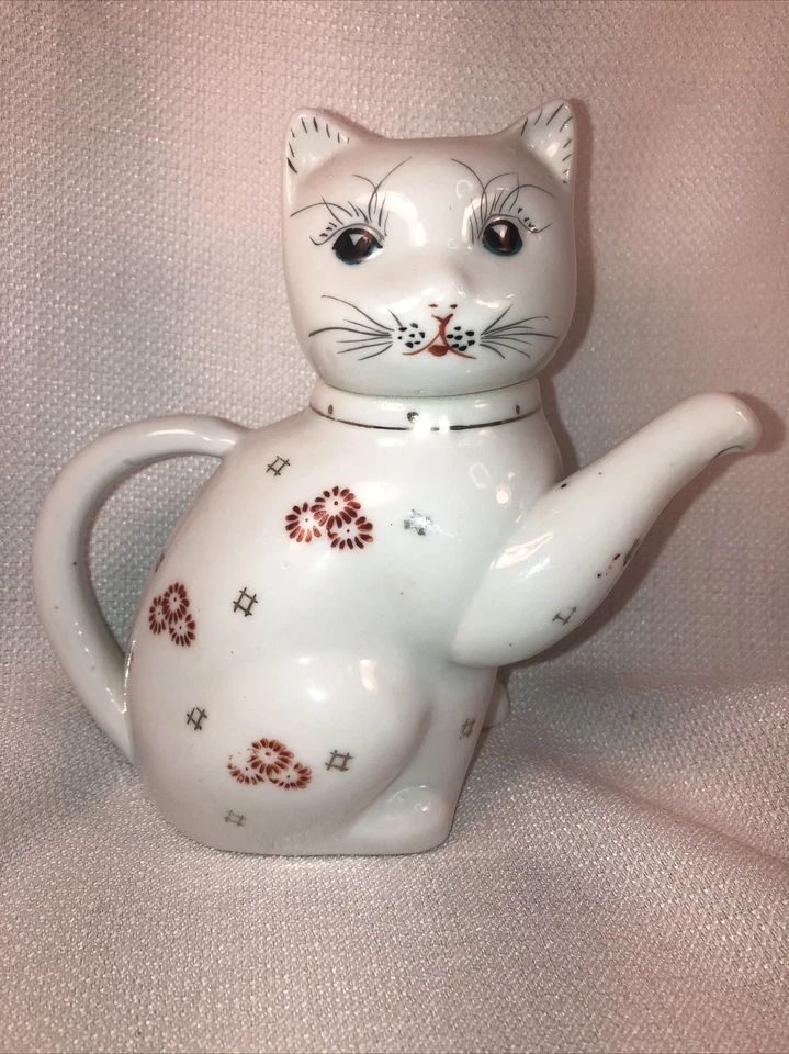 Kitty Creamer Porcelana Blanca Flores Rosa Y Borde Dorado De Colección Foto 1 de 4