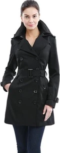 Women Trench Coat Hooded Mid Length Street wear Casual Coat - Picture 1 of 4