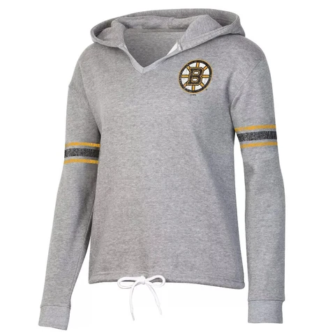 Boston Bruins NHL Women's Distress Fleece V-Neck Pullover Sweatshirt Hoodie: S-M Cover
