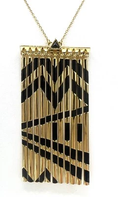 Collar colgante House of Harlow 1960 esmalte negro flecos suroeste Foto 1 de 4