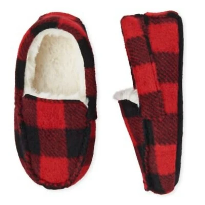 Тапочки детские в клетку мокасины красно-черные имбирь нескользящие детские размер 12-13 - Изображение 1 из 4