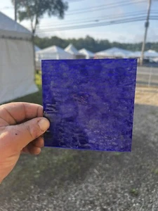Antique Vintage Stained Glass Window Panel Piece 5” x 5” bright blue color - Picture 1 of 6