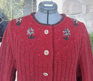 Giesswein Austria Wo's Wool Alpaca Cardigan Sweater Brown-Redish Size: 46/USA 16 - Picture 1 of 23
