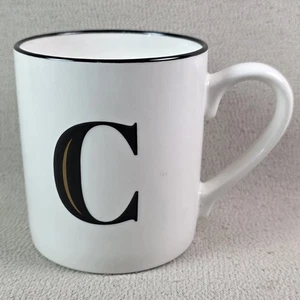 Tazza da caffè Soglia Monogramma Iniziale C 16 oz Tazza Personalizzata Nero Bianco - Foto 1 di 3