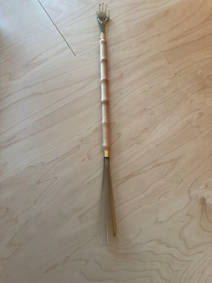 Zapatero rascador trasero vintage "Bambú" madera/plástico 22" de largo Foto 1 de 4