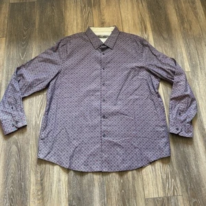 NWOT Tasso Elba Men’s Dress Shirt Long Sleeve Size XXL 18-18.5 Burgandy - Picture 1 of 10