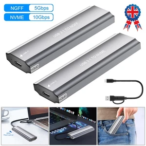 Estuche SSD M2 NGFF NVMe Gabinete M.2 a USB Tipo C 3.2 SATA Disco Duro Adaptado EE. UU. - Imagen 1 de 18