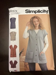 Simplicity Pattern #S9374 New Misses Knit Vests Sizes XXS-XXL - Picture 1 of 1