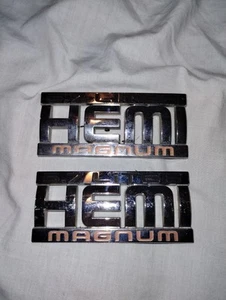 2002-08 DODGE RAM CHROME 5.7 LITER MAGNUM FENDER EMBLEMS HEMI PAIR OEM Mopar - Picture 1 of 4
