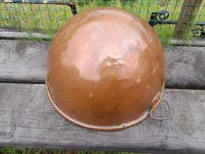 Vintage French Copper Mixing Whisking Bowl 12 Inches Diameter Display Old Patina - Picture 1 of 15
