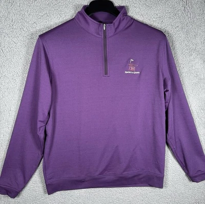 Camisa masculina Peter Millar grande 1/4 zíper roxa elástica golfe desempenho - Imagem 1 de 4