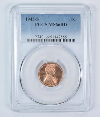 1945-S Lincoln Wheat Cent MS66 RD PCGS Blue Label *1544 - Image 1 of 4