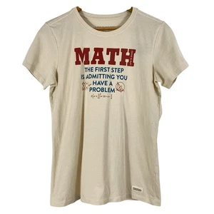 Life Is Good Womens Math Graphic T-Shirt Medium Crusher Lite 100% Cotton Cream - Picture 1 of 15