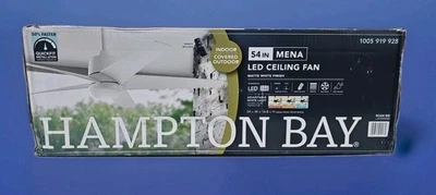 Hampton Bay Mena 54" Matte White Ceiling Fan. LED, Remote, Adjust. White Light - Image 1 of 4