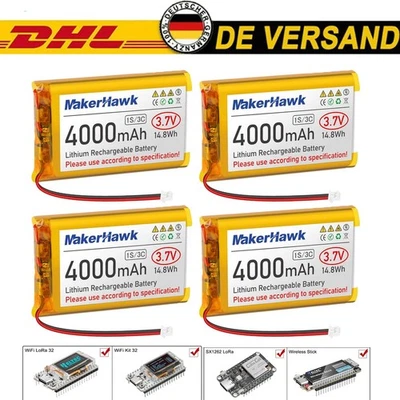 4 Stück 3,7V 4000mAh LiPo-Akku wiederaufladbar 1S 3C 124065 Lithium-Polymer-Akku - Bild 1 von 4
