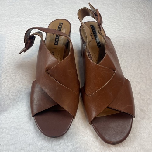 Sandali donna Clarks Deva Janie Tan Collection Clarke taglia 8 marroni punta aperta