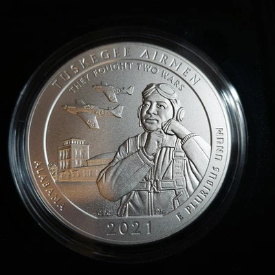 2021 ATB Tuskegee Airmen -  5oz Silver Coin - Box  CoA - Image 1 of 4